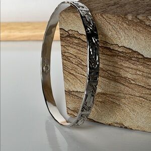 Vintage Taxco Sterling Bangle Bracelet Engraved Silver 925 Mexico Artisan Design